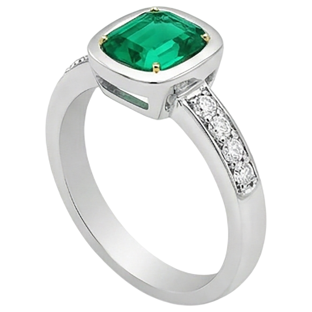 Designer Fine Emerald Precious Stone Ring 2.50 ct – angle view