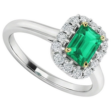 Emerald Cut Emerald ring in 14K Two Tone Gold – profile view