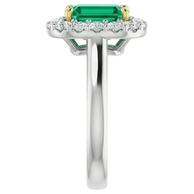 Emerald Cut Emerald ring in 14K Two Tone Gold – back view