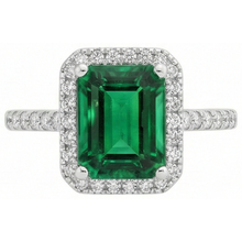 Green Emerald Gemstone Engagement Ring