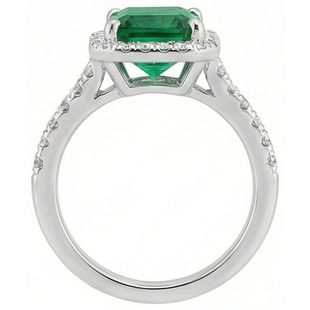 Green Emerald Gemstone Engagement Ring