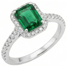 Green Emerald Gemstone Engagement Ring