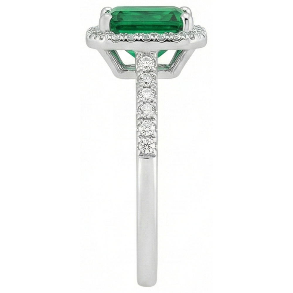 Green Emerald Gemstone Engagement Ring