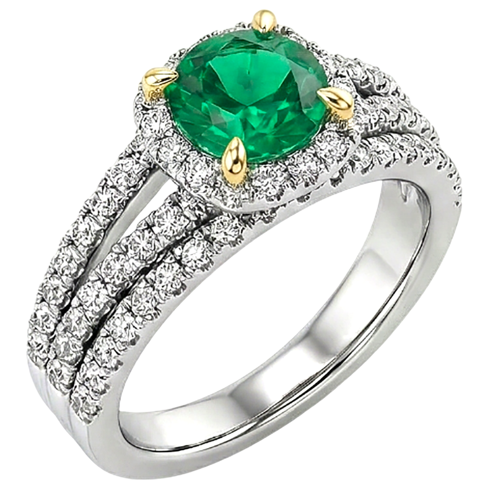 Earth-Mined Colombian Emerald Colored Stone Ring – profile view