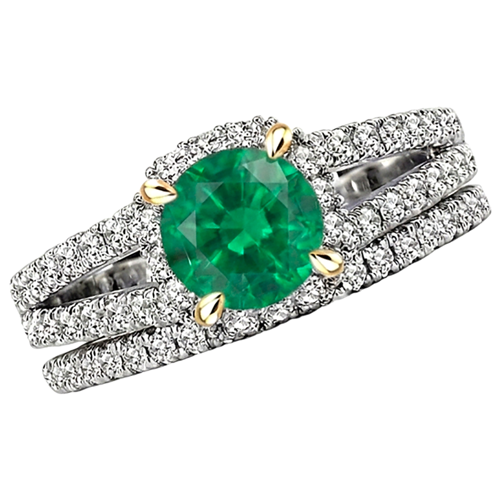 Exquisite Colombian Emerald Colored Stone Ring 2.50 ct – side view