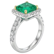 Genuine Emerald Precious Stone Ring 3.50 ct 14 Karat Two Tone Gold – angle view