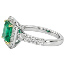 Emerald Asscher Cut Precious Stone Ring in 14 Karat Two Tone Gold – profile view