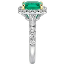 Genuine Emerald Precious Stone Ring 3.50 ct 14 Karat Two Tone Gold – back view