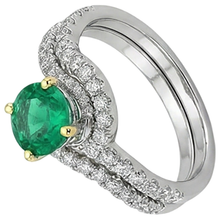 Earth-Mined Colombian Emerald Colored Stone Ring – angle view