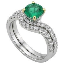 Colombian Emerald Colored Stone Ring 2.50-ct Two-Tone 14K Gold – profile view