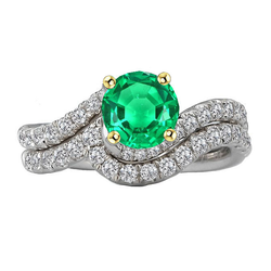 Two-Tone 14K Gold GIA-Certified Colombian Emerald Colored Stone