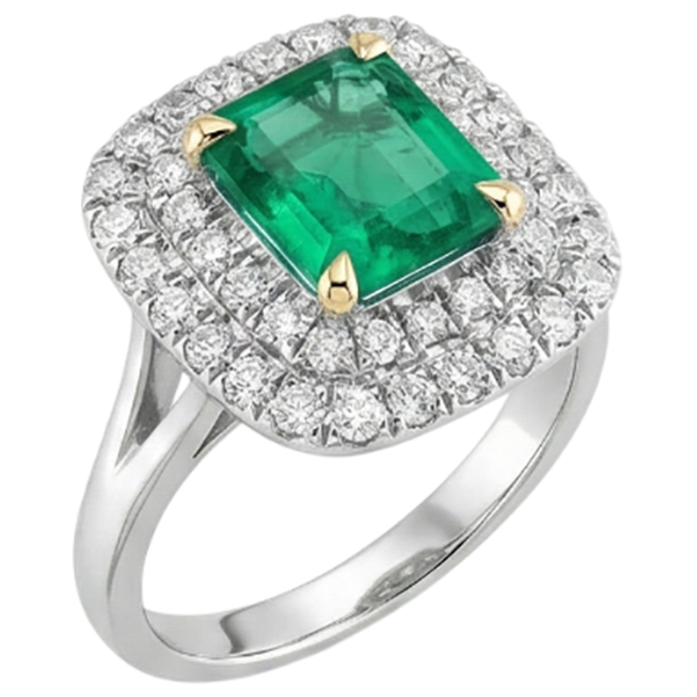 Emerald Emerald Cut Colored Stone Ring in Two-Tone 14K Gold – side view