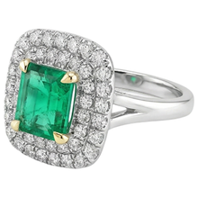 Emerald Colored Stone Ring 2-ct Two-Tone 14K Gold – profile view