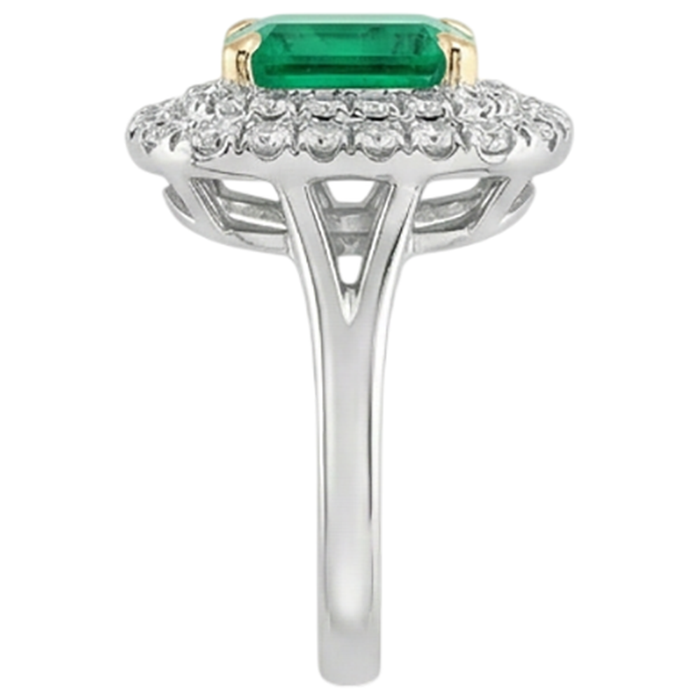 Elegant Emerald Colored Stone Ring 2 ct – back view