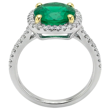 Gemstone Ring Two-Tone 14K Gold with Colombian Emerald – top view