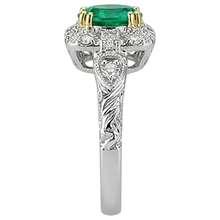 Colored Stone Ring 14K Two Tone Gold with Colombian Emerald – profile view
