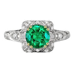 14K Two Tone Gold Antique Colombian Emerald Colored Stone Ring 3