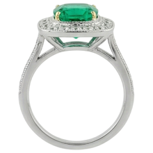 Colored Stone Ring 14K Two Tone Gold with Colombian Emerald – detail view