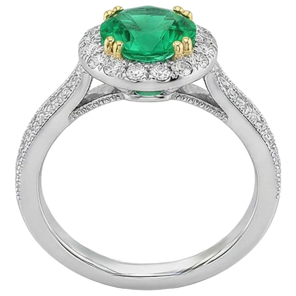 Premium Colombian Emerald Gemstone Ring 2.50 ct – angle view