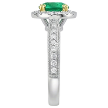 Gemstone Ring 14 Karat Two Tone Gold with Colombian Emerald – back view