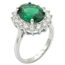 Green Emerald Halo Engagement Ring