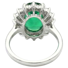 Green Emerald Halo Engagement Ring