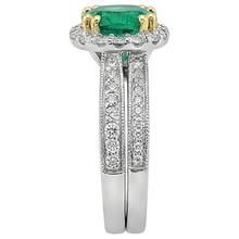 Colored Stone Ring 14K Two Tone Gold with Fine Emerald – top view