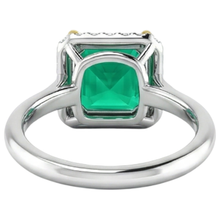 Fine Emerald Emerald Cut Colored Stone Ring in 14K Two Tone Gold – back view