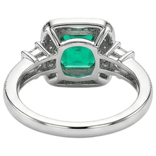 Emerald Cut Fine Emerald ring in 14K Two Tone Gold – back view