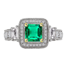 Emerald Cut Fine Emerald ring in 14K Two Tone Gold – main view