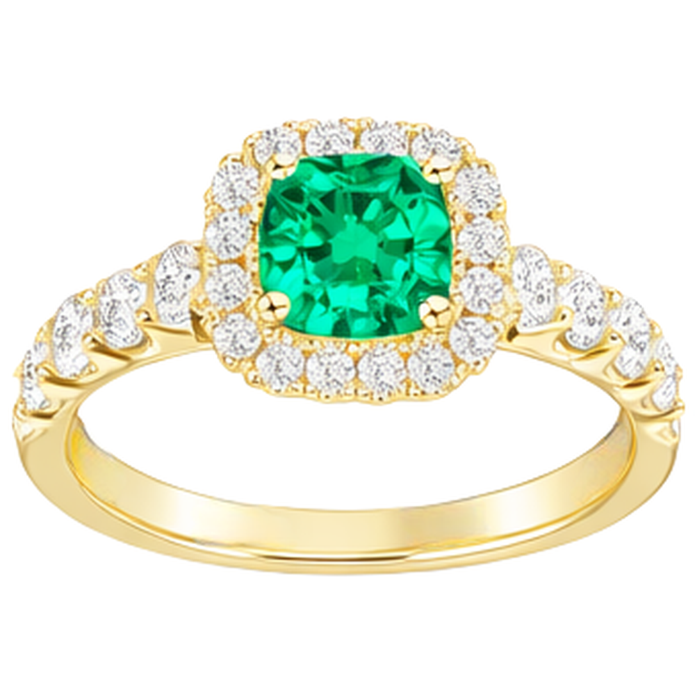Precious Stone Ring 14K Yellow Gold with Emerald – side view