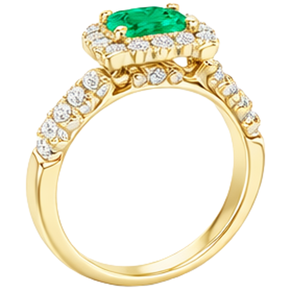 Genuine Emerald Precious Stone Ring 2 ct 14K Yellow Gold – top view