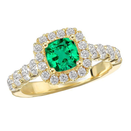 Precious Stone Ring 14K Yellow Gold with Emerald – front view