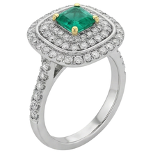 Emerald Emerald Cut Gemstone Ring in 14K Two Tone Gold – side view