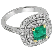 Emerald Cut Emerald ring in 14K Two Tone Gold – front view