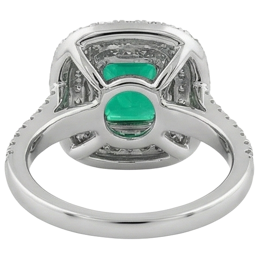 Emerald Emerald Cut Gemstone Ring in 14K Two Tone Gold – back view