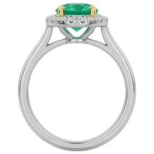 Round Cut Fine Emerald ring in 14K Two Tone Gold – back view
