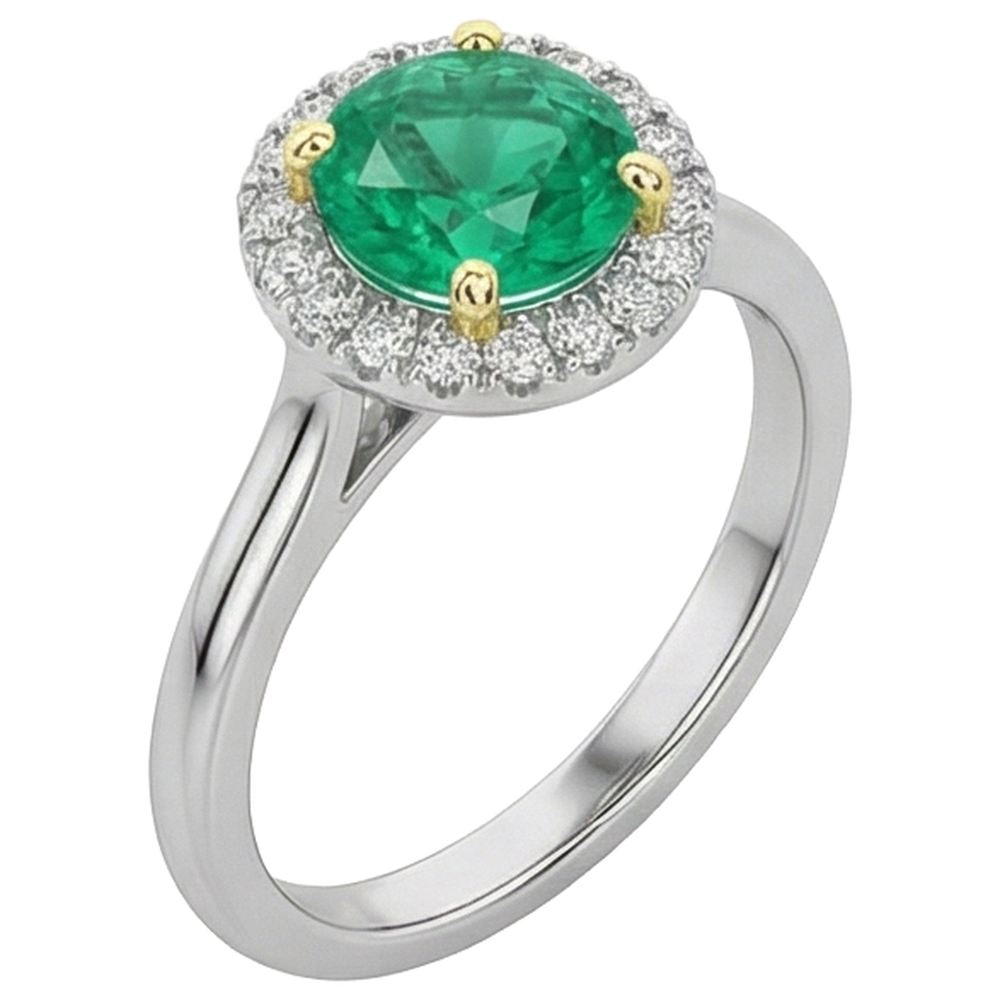 Natural Fine Emerald Precious Stone Ring – side view