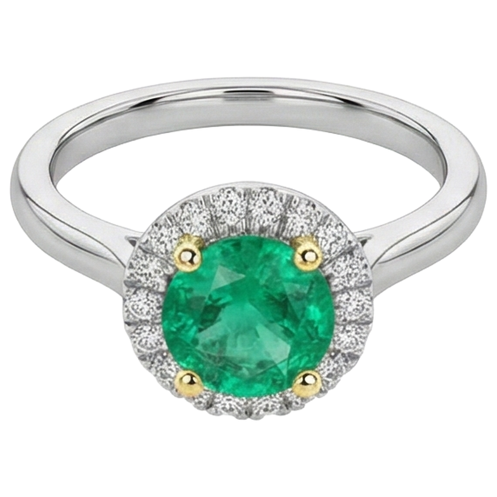 Natural Fine Emerald Precious Stone Ring – front view