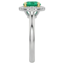 Round Cut Fine Emerald ring in 14K Two Tone Gold – top view