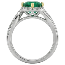 Precious Stone Ring Two-Tone 14K Gold with Emerald – top view