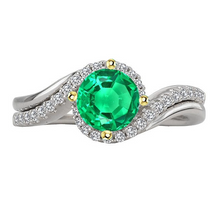 Round Brilliant Emerald ring in Two-Tone 14K Gold – main view