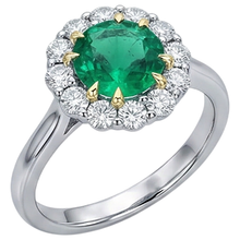 Emerald Colored Stone Ring 2.50-ct 14K Two Tone Gold – side view