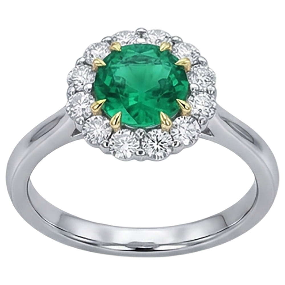 Natural Emerald Colored Stone Ring 2.50 ct 14K Two Tone Gold – profile view