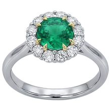 Natural Emerald Colored Stone Ring 2.50 ct 14K Two Tone Gold – profile view