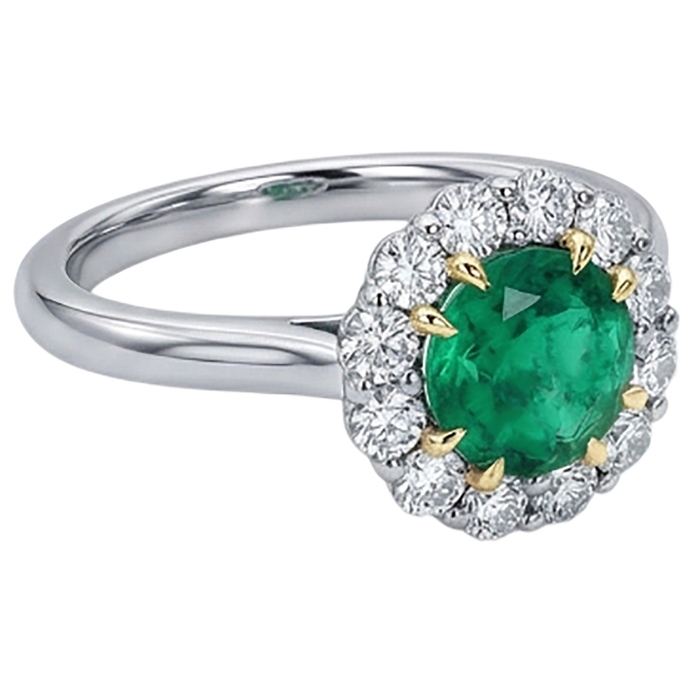 High-End Emerald Colored Stone Ring 2.50 ct – angle view