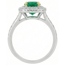Genuine Emerald Colored Stone Ring 2 ct 14 Karat Two Tone Gold – profile view