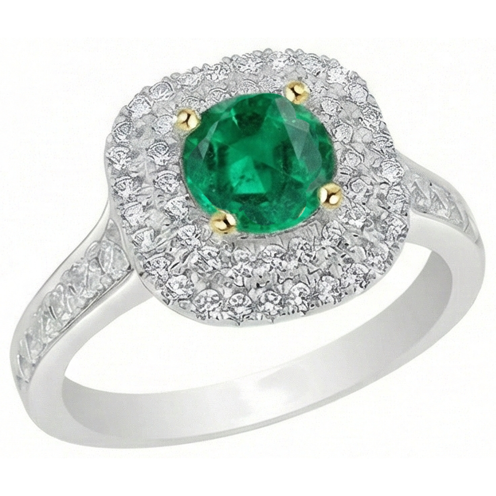 Genuine Emerald Colored Stone Ring – front view