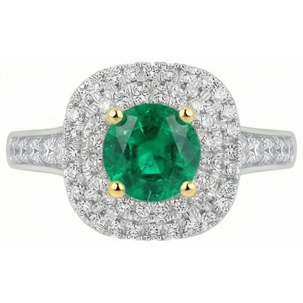 Exquisite Emerald Colored Stone Ring 2 ct – side view