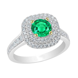 Pavé Emerald Colored Stone Ring 2 ct – 14 Karat Two Tone Gold